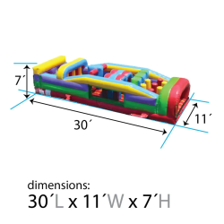 30 foot inflatable obstacle course retro 7 element dimensions 1746 1 7 ELEMENT OBSTACLE COURSE